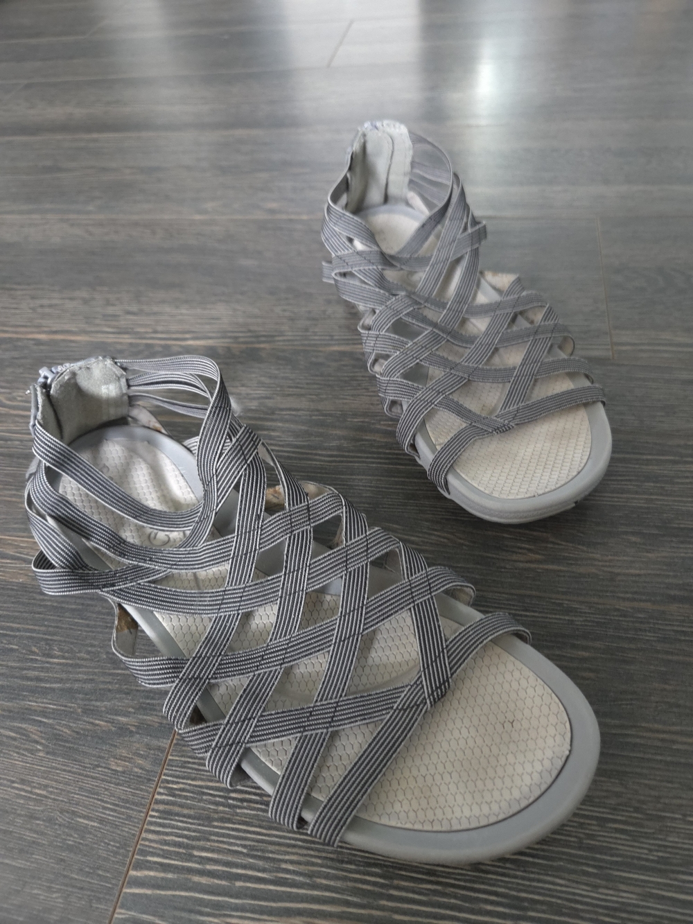 BareTraps Gray Strappy Gladiator Sandals